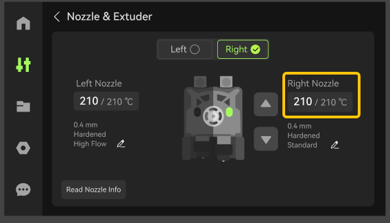 Establecer la temperatura del hotend